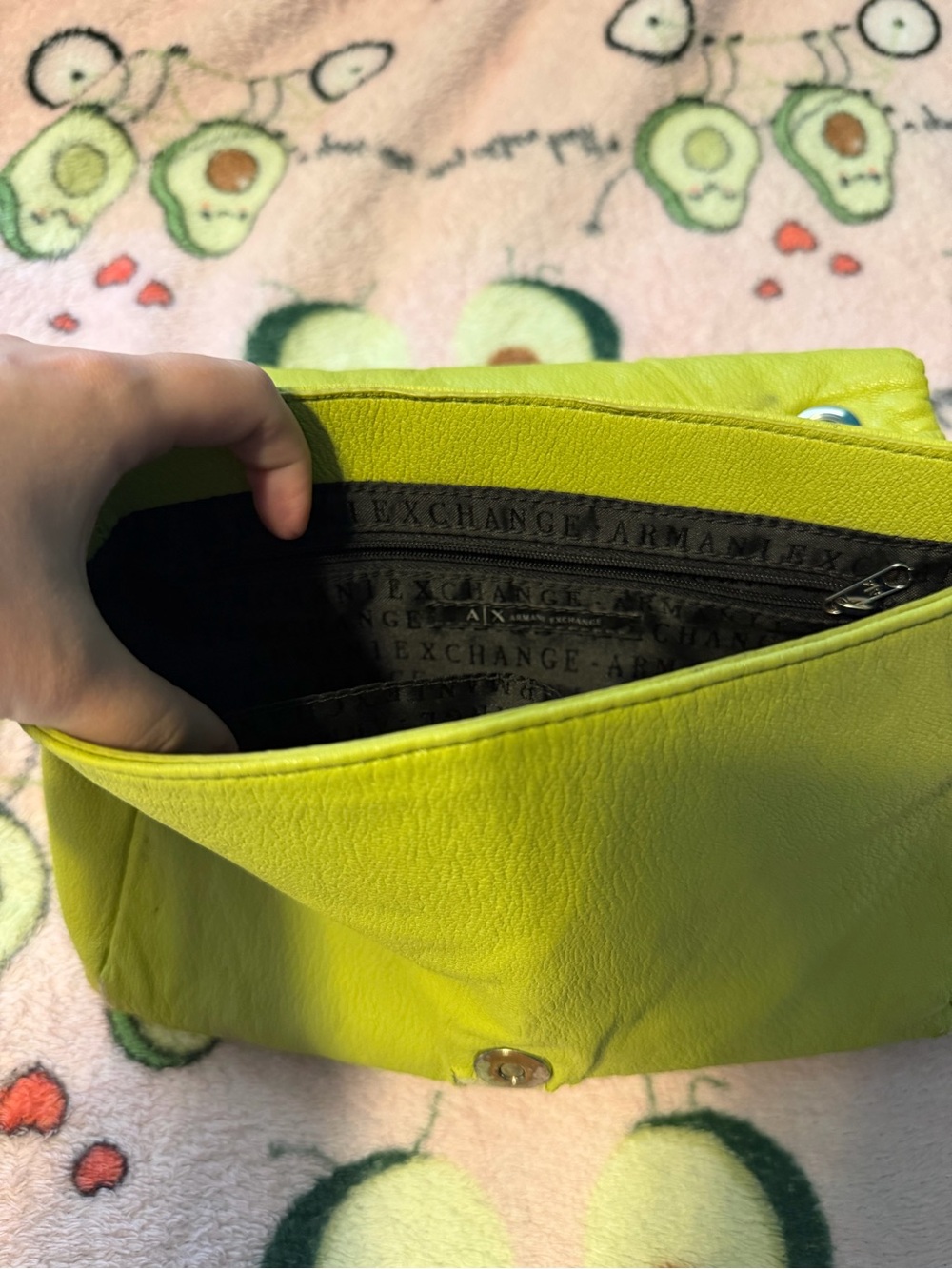 A/X Armani Exchange Neon Lime Leather purse